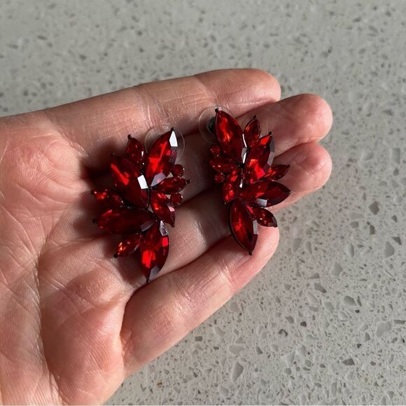 Retro Cluster Crystal Dangle Earrings Rhinestone Statement Stud Earrings - Picture 7 of 10